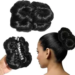 BLUSHIA Hair Accessories For Women Stylish - Messy Bun Hair Extension - Juda Hair Buns for Wedding - Artificial Fake Donuts Maker - Natural Black-image-1