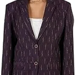 talethread Women's Ikat Cotton Tie and Dye Single Breast Two-Button Blazer-picture-32