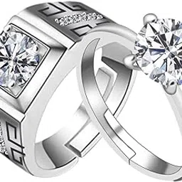 shreenathji jewellers Adjustable Some One Speical Designe Amazing Couple Ring Set For Valentines Silver Plated Couple Ring For Women And Men-picture-10