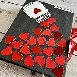 Crafted Forever Black falling hearts for birthday/anniversary/valentines/wedding/proposal, 8x6 inch size, can fit 30 photos (No photos)-picture-26