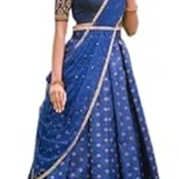 zecva Women's Raw Silk Unstitched Lehenga Choli Set-picture-25