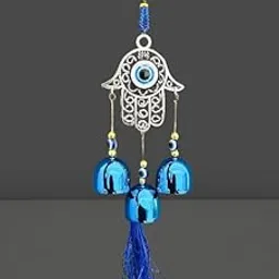 Revashree Craft World Hamsa Hand with 3 Bells Evil Eye Car Hanging Handmade Hangings for Positivity (Can be Used as Home Decor, Gift, Wall Hangings, Meditation Room, Yoga Temple, Wind Chime)-picture-15