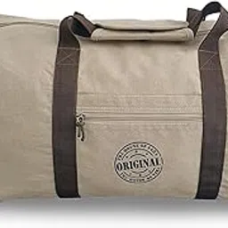 The House of Tara Canvas Travel Duffle Bag 53 litres | Sports Duffel | for Men and Women | Waterproof | Removable Broad Strap | Oversize Gym Bag | Airline Luggage | Quick Access Pockets | Beige-image-25