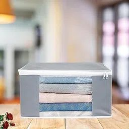 ANKIT INTERNATIONAL Organizer For Wardrobe (Pack Of 1) Storage Organizer For Saree | Shirts | Salwar Suit | Lehenga - Dress Organizer For Wardrobe - Saree Covers With Zip (GREY5809)-image-8