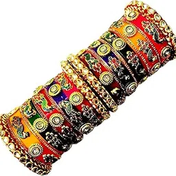 fizuka bangles Rajasthani Rajwadi Rajputi Multicolor/5 colour Bangles/chuda set for Women Girls.-picture-26