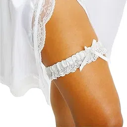 lr bridal Ivory Wedding Bridal Garter with Rhinestone Satin Bow and lace for Brides-picture-24