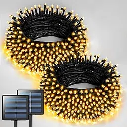 JMEXSUSS 2 Pack Solar String Light 200LED 75.5ft 8 Modes Solar Christmas Lights Waterproof for Gardens, Party, Homes, Christmas Tree, Curtains, Outdoors (200LED-Warm White-2Pack)-picture-69