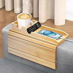MISHAVI Sofa Armrest Tray – Premium Wooden Arm Tray with Cup Holder | Flexible Couch & Bed Tray, Wooden Mat, Sofa Side Cover, Sofa Accessories-image-19