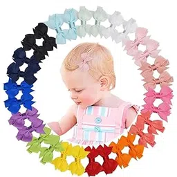 Baby Soft Hair Bows with Clips, 10 Pieces, 5 pairs Grosgrain Ribbon Accessories in Rainbow Colours for Toddlers and Girls-picture-25