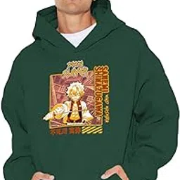 funky club Relaxed Fit Graphic Printed Anime Slayer Hoodie 1930 Green-picture-47