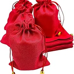 Kriwin Pack of 20 Cotton Jute Gift Potli Bags with Drawstring, 10.16 X 15.24 cm (Cranberry)-picture-16
