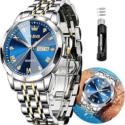 olevs Original Men's Diamond Watch Analog Quartz Stainless Steel Calendar Business Dress Watch with Luminous Waterproof Casual Wristwatch-picture-25