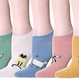 sting bee Women's Ankle Length Cotton Low Cut Socks, Multicolor, Animal Print Assorted Colors And Designs, Free Size, Pack of 5-picture-38