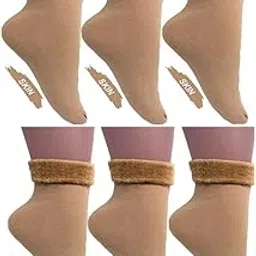 nicsy Winter Women & Girls Thermal Fur Inside Velvet Ankle Length Christmas Snow Socks - Multicolor-picture-46