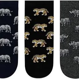 balenzia SocksXpress Men's WWF Lowcut Socks | 3-Pack | Animal Print Design | Free Size | Cotton Socks-picture-35