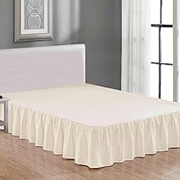 Sheets & Beyond Wrap Around Solid Luxury Hotel Quality Fabric Bedroom Dust Ruffle Wrinkle and Fade Resistant Gathered Bed Skirt 14 Inch Drop (Full, Beige)-picture-24