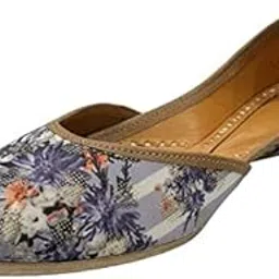 eshoe ethnic Women's Punjabi Juti Party Shoes Handmade Mojaris Flat Ethnic Wedding Bridal Jutti Multicolor-picture-32