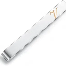 Mens Initial Alphabet Letter Tie Clip Bar Normal Size Gift 5.4cm-image-0