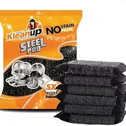 Pranay's Kleanup Stainless Steel Super Scrub Pad Kitchen Utensils for Dish Wash Cleaning Pad Stainless Steel Scrub (Regular, Pack of 6)-picture-29