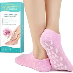 Moisturizing Gel Heel Socks for Cracked Heels | Silicone Hydrating Foot Repair Socks with Essential Oils & Vitamin E | Soft, Reusable Spa Socks for Dry Feet Care (1 Pair)-picture-28