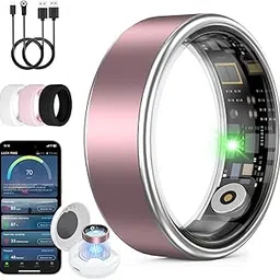UniJethrou Smart Ring for Women Men, Health Fitness Tracker, IP68 Waterproof, Long Lasting Batteries Sleep Ring with Charging Case and Protector, Remote Photography, No App Fees (Pink, 9#)-image-27