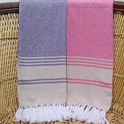 Velirson - Cotton Light Weight Bath Towel | Large Size 30X60 Inch Bath Towel | Multicolour & 100% Fade Resistant | Ultra Soft, Quick Dry Towel, Highly Absorbent (Violet + Pink)-image-7
