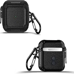 Amazon Basics Classy Shock-Absorbing Protective Case with Keychain for AirPods 1 and 2 | Visible Front LED | Sophisticate Design (Black)-picture-36
