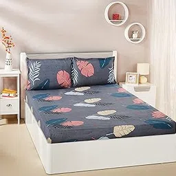 Amazon Brand - Solimo Polyester Grey Valley Double Bedsheet with 2 Pillow Cover, Multicolor, 120 GSM, 144 Tc-picture-21