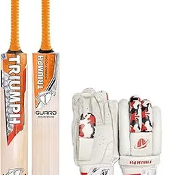Triumph Guard English Willow Cricket Bat Mens and Dynamo Batting Gloves L/H-picture-11