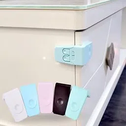 Child Safety Cabinet Locks Plastic Self Adhesive Baby Safety Lock for Drawer/Refrigerator/Cupboard/Door/Sliding Door | Furniture Safety Locks for Kids, Multicolor, 2 pcs-picture-13