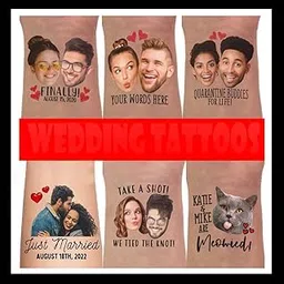 Tatmods Photo Temporary Tattoo, Wedding Tattoo, Wedding Favors, Custom Portrait, Head Tattoo, Face Tattoo, Couple Tattoo Stickers party them tattoo Promotion tattoo (50 Pcs Wed)-picture-45