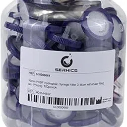 SERHICS Syringe Filters Hydrophilic PVDF 33 mm 0.45 um,100pcs-picture-34