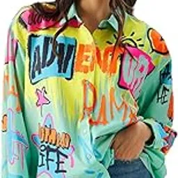 the souled store Wanderlust Women and Girls Long Sleeve Collared Neck Button Down Multicolor All Over Print Boyfriend Shirts-picture-55