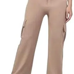 Women’s Solid 4 Pocket Pant Flared Pants for Girls Trousers image 1
