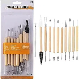 ART RANGER 11 Pcs Ceramic Wooden Handle Professional Tools Kit for Clay Pottery, Sculpting, Scraping, Cutting, Fine Detailing, Smoothening, Shaping and Trimming-image-72