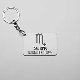 metromantar Scorpio, passionate and mysterious - zodiac printed acrylic white keychains/keyrings for astrology lovers (Pack Of 2)-picture-47