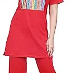 tvesa Women's Cotton Solid Plain Relaxed Night Suit Set of Tshirt & Pyjama-picture-41