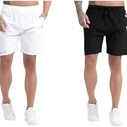 AAAS APPAREL Athletic Sports Shorts for Men with Zip Pockets and Elastic Waistband Quick Dry Lightweight Activewear Combo - Pack of 2-image-77