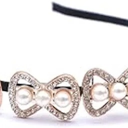 navjai Rhinestones Headband White Faux Pearl Hairbands Leaf Decor Hair Hoop Butterfly Flower Headband Bridal Hair Hoop Wedding Hair Accessories for Women-picture-10