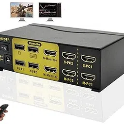 Dual Monitor KVM Switch HDMI 2 Port,USB Kvm Switch for 2 Computers Share 2 Monitors with USB 2.0 Hub,4K@60Hz,No Power,Dual Display Kvm for Dual Port Video Screen,PC Mouse Keyboard Switching-picture-48