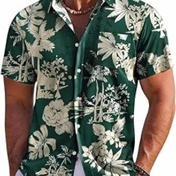impression fab Floral Print Cotton Multi-Coloured Short Sleeve Button Down Beach Outfits for Men Shirt-picture-30