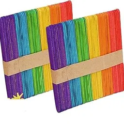 100 Pc Wooden Multi-Purpose Popsicle Sticks for Craft, Ice Cream, Wax, Waxing | Colorful Wood Sticks for DIY Crafts or School Projects (4.5 Inch, Multicolored)-image-50