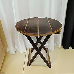 Wooden Foldable and Adjustable Side Table/End Table/Coffee Table/Plant Stand/Outdoor Table/Stool 12Inch. (Brown)-image-8