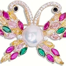 Multicolored Butterfly Brooch Pin | 18k Gold Plated | Trendy, Lightweight & Comfortable | Stylish & Tarnish-Resistant | Qty : 1pc-image-40