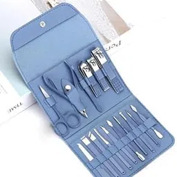 16 in 1 Stainless Steel Professional Manicure & Pedicure Kit, 16 pcs Manicure Tools Grooming Kit with Travel Leather Case for Men Women (Multicolour)-picture-43