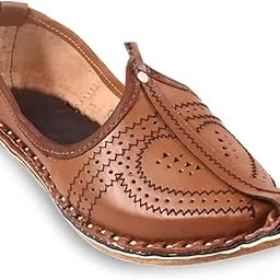 apratim Men's Pure Leather Jutti/Mojari/Loafer/Ethnic & Stylish/Colour-TAN-picture-32