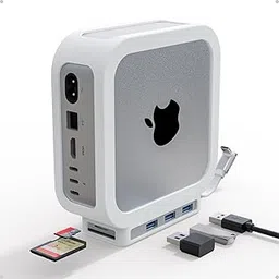 5 in 1 Docking Station Compatible with Mac mini M4 Dock, Premium Silicone Protective Cover for Mac mini M4 Stand, M4 USB C Hub with 3*USB A 3.0 and SD/TF Card, 5Gbps Speed, Plug and Play (Silver)-image-24