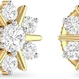 pc jeweller Yellow Gold and Diamond Stud Earrings for Women-picture-0