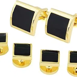 Crystal Studded Black Colored Brass Shirt Studs Set sFor Men-image-18