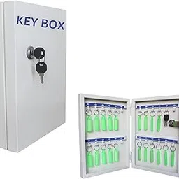 Tusmad Metal 24 Key Storage Box Wall Mount with Combination Lock, Key Hooks & 24 Tags Key Labels, Key Organizer Wall Mount for Car Dealer, Property Manager, Home, Hotel Valet Parking 24 Key Box image 1